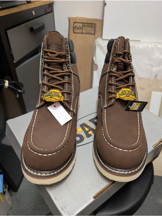 SAFA Men’s 6” Brown Leather Cap Toe Work Boots Size 10 main image 9